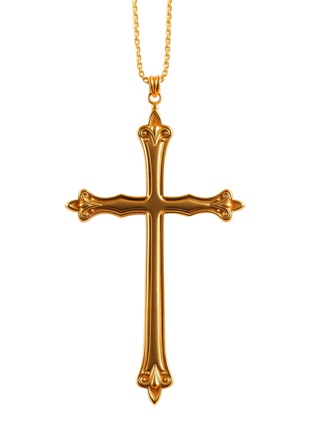 A golden cross resting on flowing silk — the Center of everything
