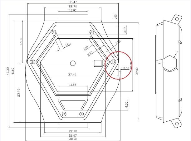 ROYALTY© diamond case — top-view technical drawing